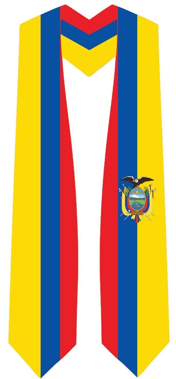 2697 Ecuador Flag Graduation Stole - Fits All Body Types - Ecuador Study